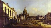 Bernardo Bellotto The New Market Square in Dresden. oil painting on canvas